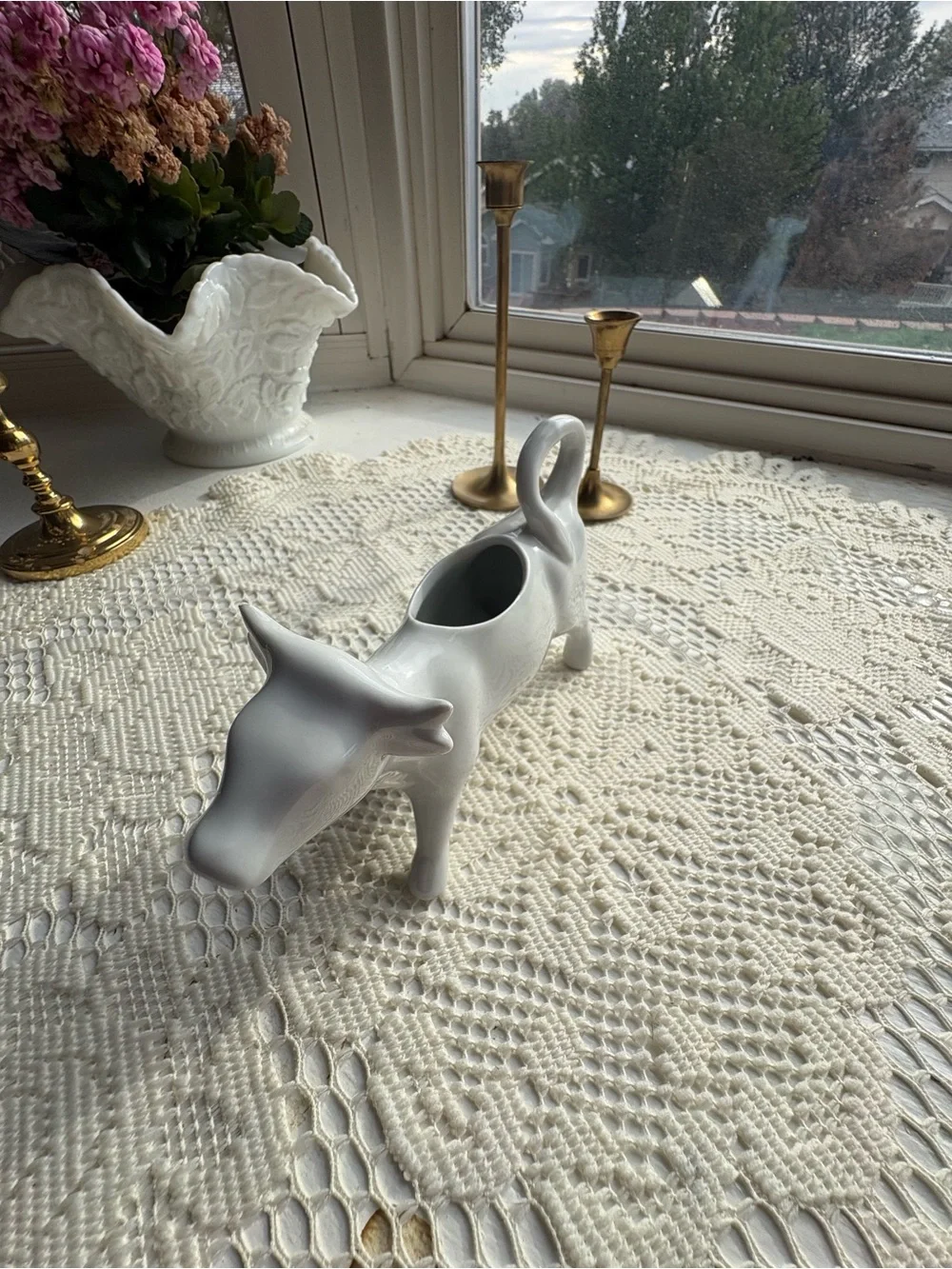 White Ceramic Cow Creamer